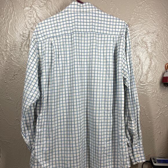 Johnston & Murphy White Long Sleeve Button Up Tailored Fit Check Shirt Mens Sz M - Picture 4 of 5